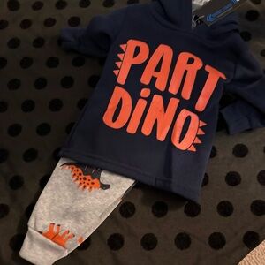 Street Rules Navy Orange and Gray Dino Hoodie Set